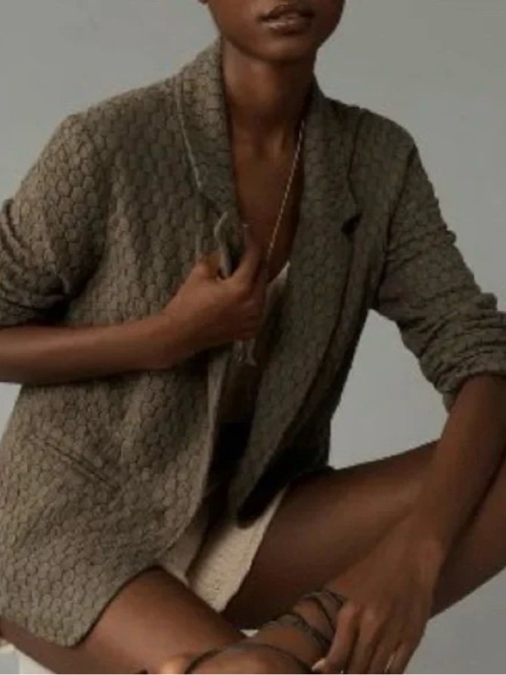 ANTHROPOLOGIE PORRIDGE Textured Single Button Jacket Size M